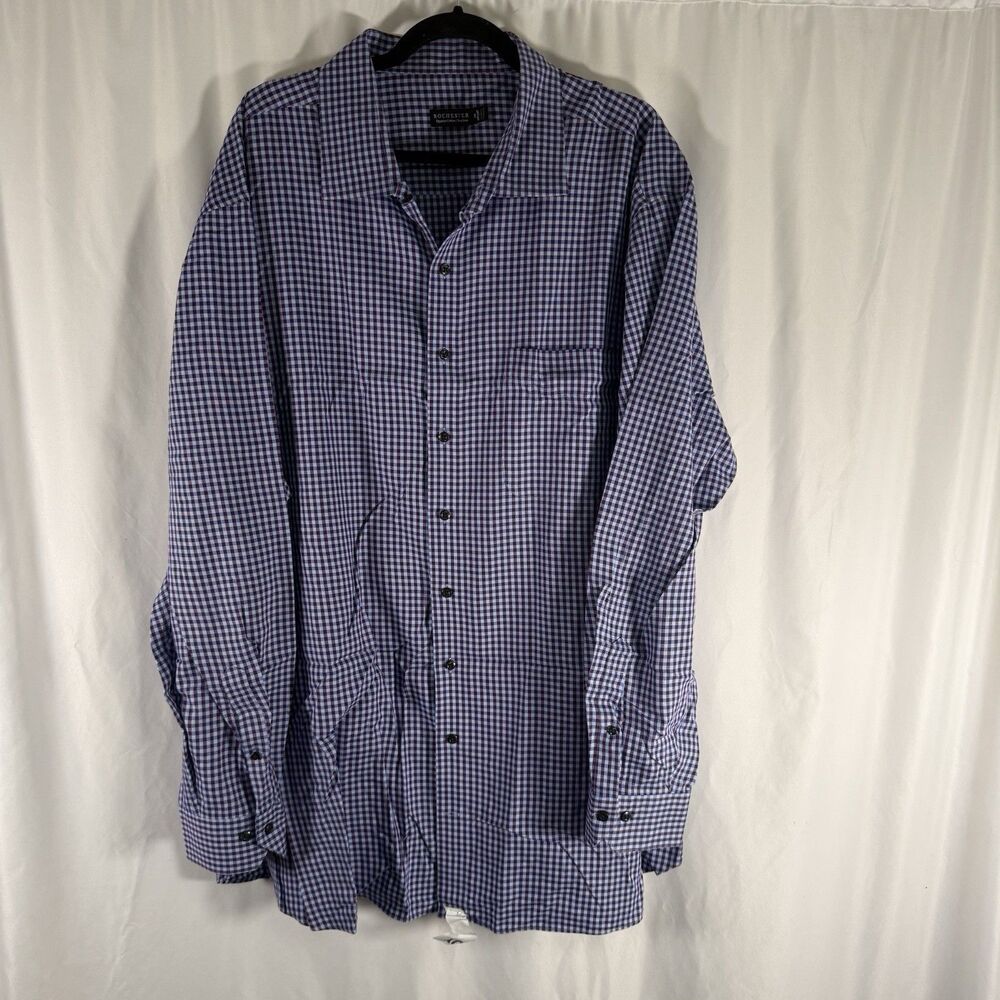 New Rochester Dress Shirt Men's 20 38/39T Blue Purple Button Up Long Sleeve